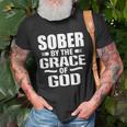 Christian Jesus Religious Saying Sober By The Grace Of God Unisex T-Shirt Gifts for Old Men