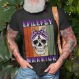 Epilepsy Warrior Skull Women Vintage Purple Ribbon Epilepsy Epilepsy Awareness Unisex T-Shirt Gifts for Old Men