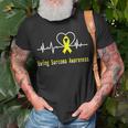 Ewings Sarcoma Awareness Heartbeat Yellow Ribbon Ewings Sarcoma Ewings Sarcoma Awareness Unisex T-Shirt Gifts for Old Men