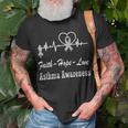 Faith Hope Love Asthma Awareness Heartbeat Christian Cross Grey Ribbon Asthma Asthma Awareness Unisex T-Shirt Gifts for Old Men