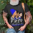 Fasd Awareness Blue And Grey Women Fetal Alcohol Spectrum Disorder Fetal Alcohol Spectrum Disorder Awareness Unisex T-Shirt Gifts for Old Men