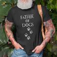 Father Of Dogs Paw Prints Unisex T-Shirt Gifts for Old Men
