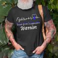 Fighter Vocal Cord Dysfunction Warrior Heartbeat Blue Ribbon Vcd Vocal Cord Dysfunction Awareness Unisex T-Shirt Gifts for Old Men