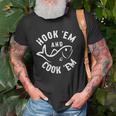 Funny Hookem And Cookem Fishing Unisex T-Shirt Gifts for Old Men