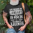 January 1936 Birthday Life Begins In January 1936 T-Shirt Gifts for Old Men