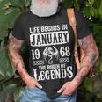 January 1968 Birthday Life Begins In January 1968 T-Shirt Gifts for Old Men