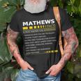 Mathews Name Mathews Facts T-Shirt Gifts for Old Men