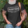 Mens 1 Battery Please Help Me Tshirt Funny Running On Empty 172 Trending Shirt Unisex T-Shirt Gifts for Old Men