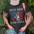 Mens Best Dog Dad Ever Husky American Flag 4Th Of July Unisex T-Shirt Gifts for Old Men