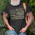 Mens Husband Daddy Protector Hero Fathers Day Flag Gift Unisex T-Shirt Gifts for Old Men