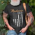 Mens Mechanic Dad Like A Normal Dad Only Cooler Usa Flag Unisex T-Shirt Gifts for Old Men