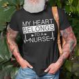 My Heart Belongs To A Nurse I Love My Nurse Valentines Day 253 Trending Shirt Unisex T-Shirt Gifts for Old Men