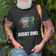 Night Owl Moon Cartoon Funny Unisex T-Shirt Gifts for Old Men
