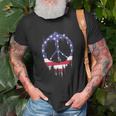 Patriotic Peace Sign American Flag 4Th Of July Retro Hippie Unisex T-Shirt Gifts for Old Men