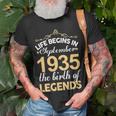September 1935 Birthday Life Begins In September 1935 V2 T-Shirt Gifts for Old Men