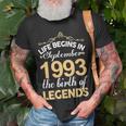 September 1993 Birthday Life Begins In September 1993 V2 T-Shirt Gifts for Old Men