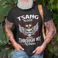 Tsang Blood Runs Through My Veins Name Unisex T-Shirt Gifts for Old Men