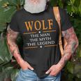 Wolf Name Wolf The Man The Myth The Legend T-Shirt Gifts for Old Men