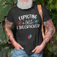 Womens Expecting A Little Firecracker Funny 4Th Of July Pregnant Unisex T-Shirt Gifts for Old Men