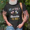 Womens Gender Reveal He Or She Abuela Matching Family Baby Party Unisex T-Shirt Gifts for Old Men