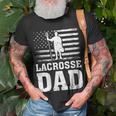 Womens Lacrosse Sports Lover American Flag Lacrosse Dad 4Th Of July Unisex T-Shirt Gifts for Old Men