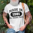 1981 Birthday Made In 1981 All Original Parts T-Shirt Gifts for Old Men
