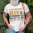 A Day Without Beer Why Risk It Funny Saying Beer Lover Drinker Unisex T-Shirt Gifts for Old Men