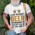 A Day Without Beer Why Risk It Funny Saying Beer Lover Drinker Unisex T-Shirt Gifts for Old Men