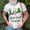 Adrenal Cancer Warrior Butterfly Green Ribbon Adrenal Cancer Adrenal Cancer Awareness Unisex T-Shirt Gifts for Old Men