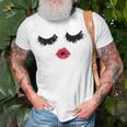 Black Eyelashes Red Lips Mother Day Gift Birthday Holiday Christmas Unisex T-Shirt Gifts for Old Men