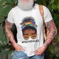 Black Women Free Mom Hugs Messy Bun Lgbtq Lgbt Pride Month Unisex T-Shirt Gifts for Old Men