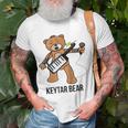 Boston Keytar Bear Street Performer Keyboard Playing Gift Raglan Baseball Tee Unisex T-Shirt Gifts for Old Men