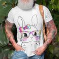 Cute Bunny Rabbit Face Tie Dye Glasses Girl Happy Easter Day Unisex T-Shirt Gifts for Old Men