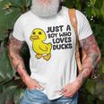 Cute Duck Just A Boy Who Loves Ducks Unisex T-Shirt Gifts for Old Men