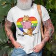 Cute Orange Tabby Cat Skateboarder Rainbow Heart Skater Unisex T-Shirt Gifts for Old Men