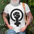 Feminist Raised Fist - Distressed Fitted Unisex T-Shirt Gifts for Old Men