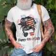 Happy 4Th Of July Messy Bun American Flag Firework Unisex T-Shirt Gifts for Old Men