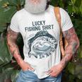 Lucky Fishing Shirt Do Not Wash Fisherman Dad Blue Unisex T-Shirt Gifts for Old Men