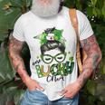 One Lucky Cna Messy Bun Shamrocks St Patricks Day Unisex T-Shirt Gifts for Old Men