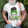 One Lucky Grammy Life Messy Bun St Patricks Day Irish Unisex T-Shirt Gifts for Old Men