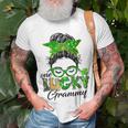 One Lucky Grammy St Patricks Day Messy Bun Mom Irish Unisex T-Shirt Gifts for Old Men