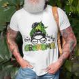 One Lucky Grandma Messy Bun Leopard St Patricks Day Unisex T-Shirt Gifts for Old Men