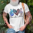 Peace Love Music Us Flag 4Th Of July Music Teacher Patriotic Unisex T-Shirt Gifts for Old Men