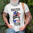 Proud Messy Bun American Dialysis Tech Nurse 4Th Of July Usa Unisex T-Shirt Gifts for Old Men