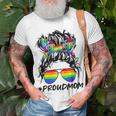 Proud Mom Lgbt Gay Pride Messy Bun Rainbow Lgbtq Unisex T-Shirt Gifts for Old Men