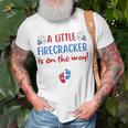 Womens 4Th Of July Pregnancy A Little Firecracker Is On The Way Unisex T-Shirt Gifts for Old Men