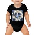 Pattern Watercolor Flower Navy Blue Baby Onesie