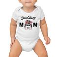 Bleached Baseball Mom Messy Bun Player Mom Mothers Day Baby Onesie