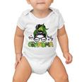 One Lucky Grandma Messy Bun Leopard St Patricks Day Baby Onesie