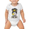 Softball Mom Messy Bun Leopard Glasses Bandana Mothers Day Baby Onesie